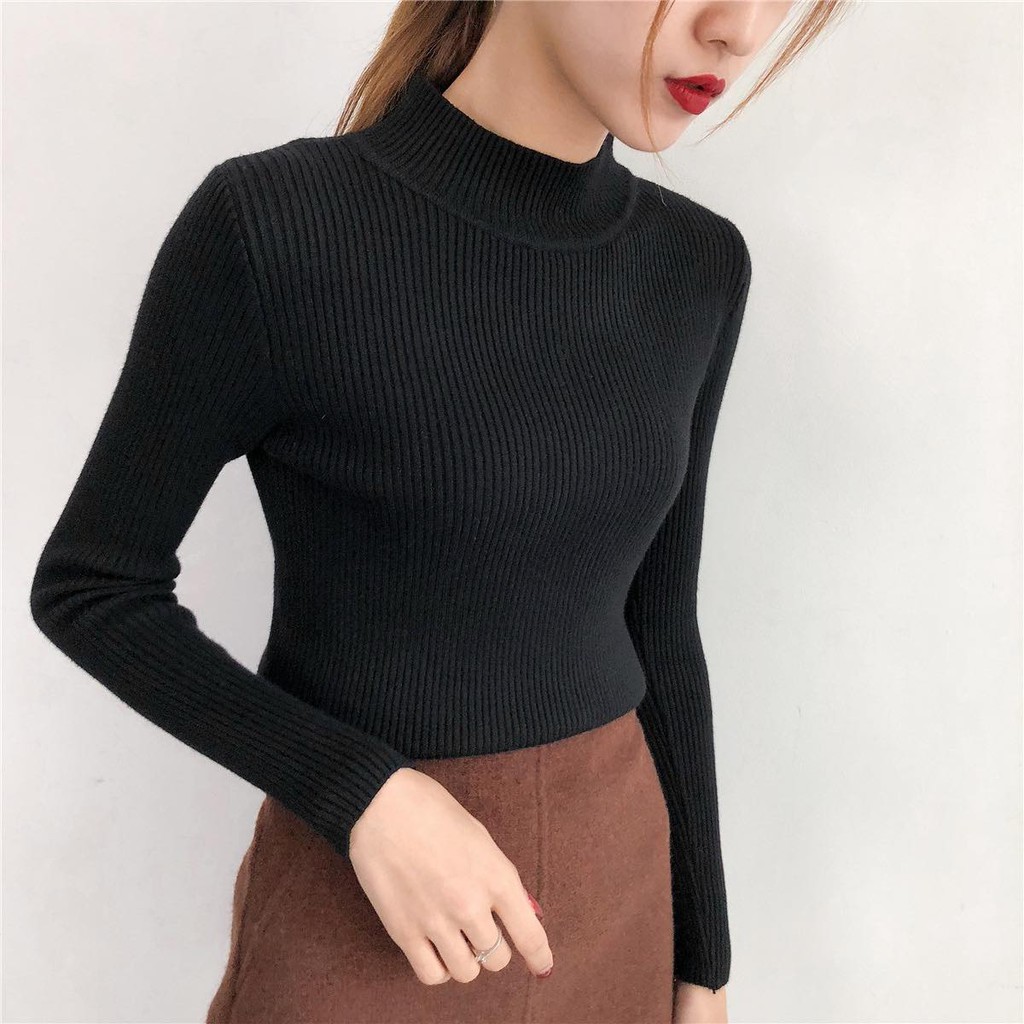 Áo len gân cổ 3 phân hàng xuất