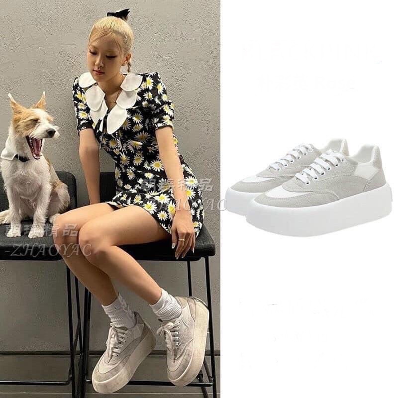 Giày ROSE BLACKPINK xám trắng đế bánh mì êm chân siêu hottrend