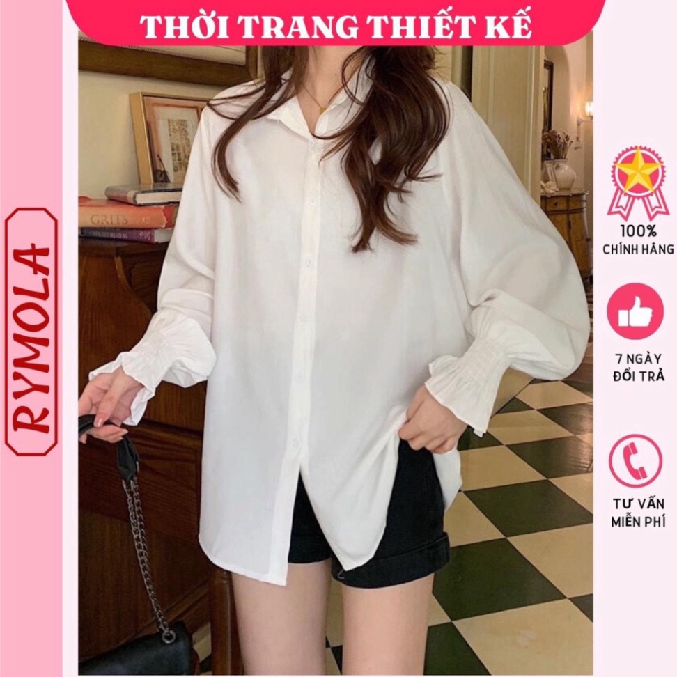 Áo Sơ Mi Tay Phồng Bo Chun  Mola 2 Màu Trắng Kem Và Trắng Tinh Hàng Thiết Kế Chống Nhăn Nhàu MA04 | BigBuy360 - bigbuy360.vn