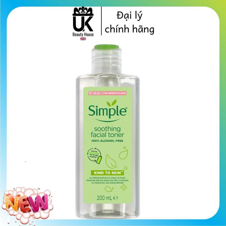 Nước Hoa Hồng Simple☘️ Free ship ☘️ Toner Simple Kind To Skin Soothing Facial Cân Bằng Ẩm Cho Da 200ml