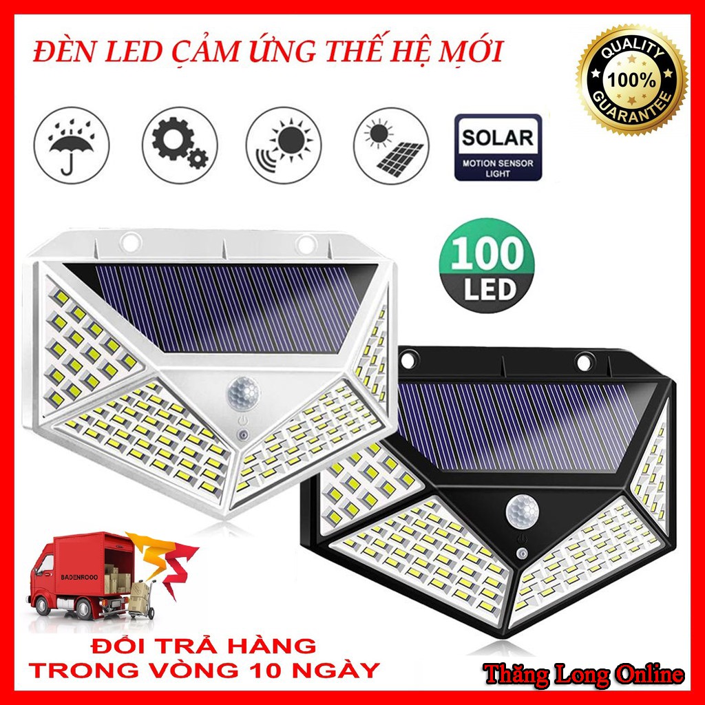 Đèn Năng Lượng Mặt Trời Solar 100LED Đèn Cảm Biến Siêu Sáng, Chống Nước Tuyệt Đối