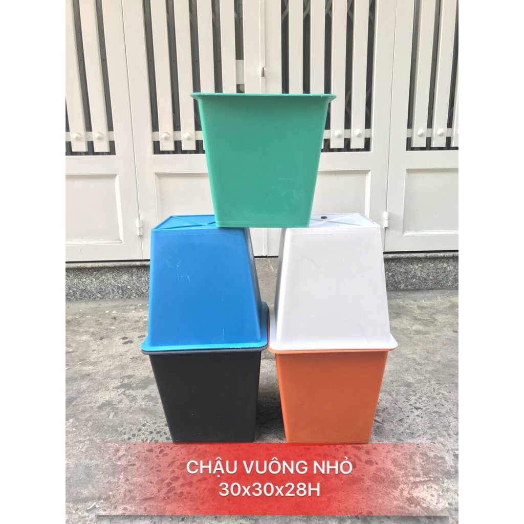 Combo 2 Chậu nhựa vuông, Chậu Nuôi Cá, trông sen, Trồng thủy canh Có van thoát nước size lớn 36cm