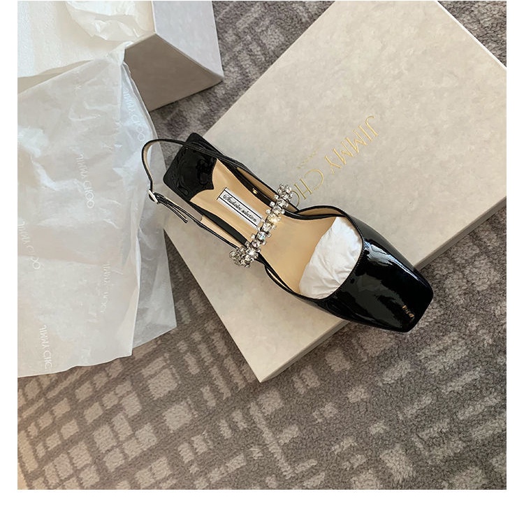 Giày Cao Gót Mũi Vuông Đính Đá Thời Trang Xuân Hè Mới 2022