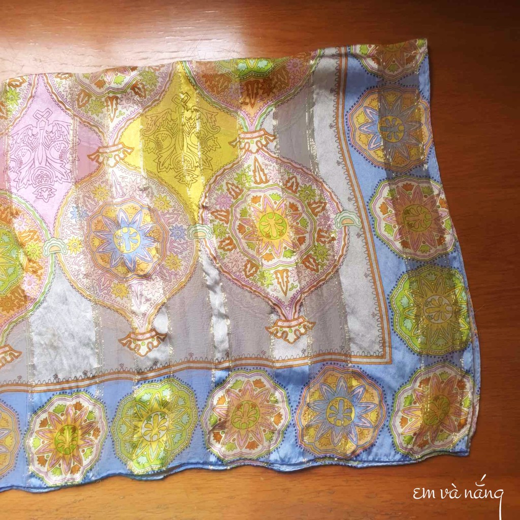 Khăn lụa 100% vintage hoạ tiết paisley Nhật - Em và nắng