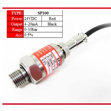 SP100 - Cảm biến áp suất 0-10 bar 4-20mA - Phi 13mm
