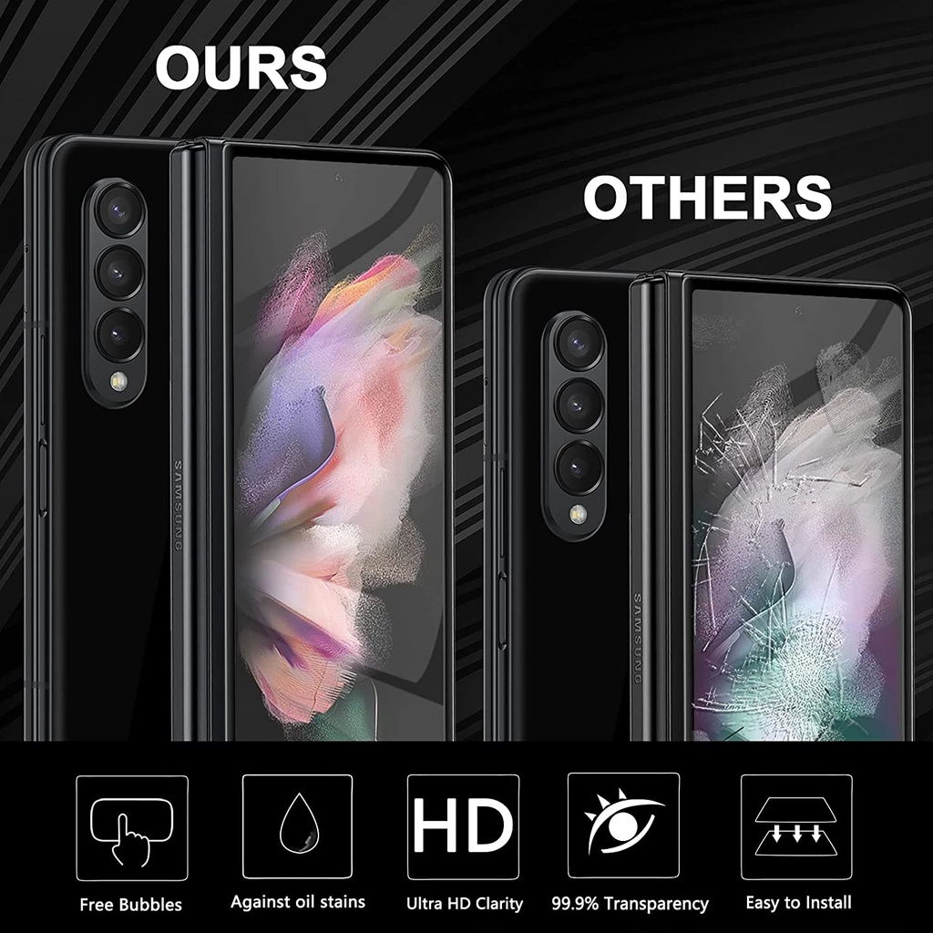 Kính cường lực màn hình 5D 9H bảo vệ toàn diện cứng chống chói và chống bám vân tay dành cho Samsung Galaxy Z Fold 3