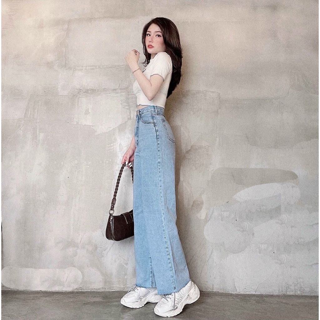 FS50K_Quần Jeans Nữ Ống Rộng Cao Cấp OHS3600