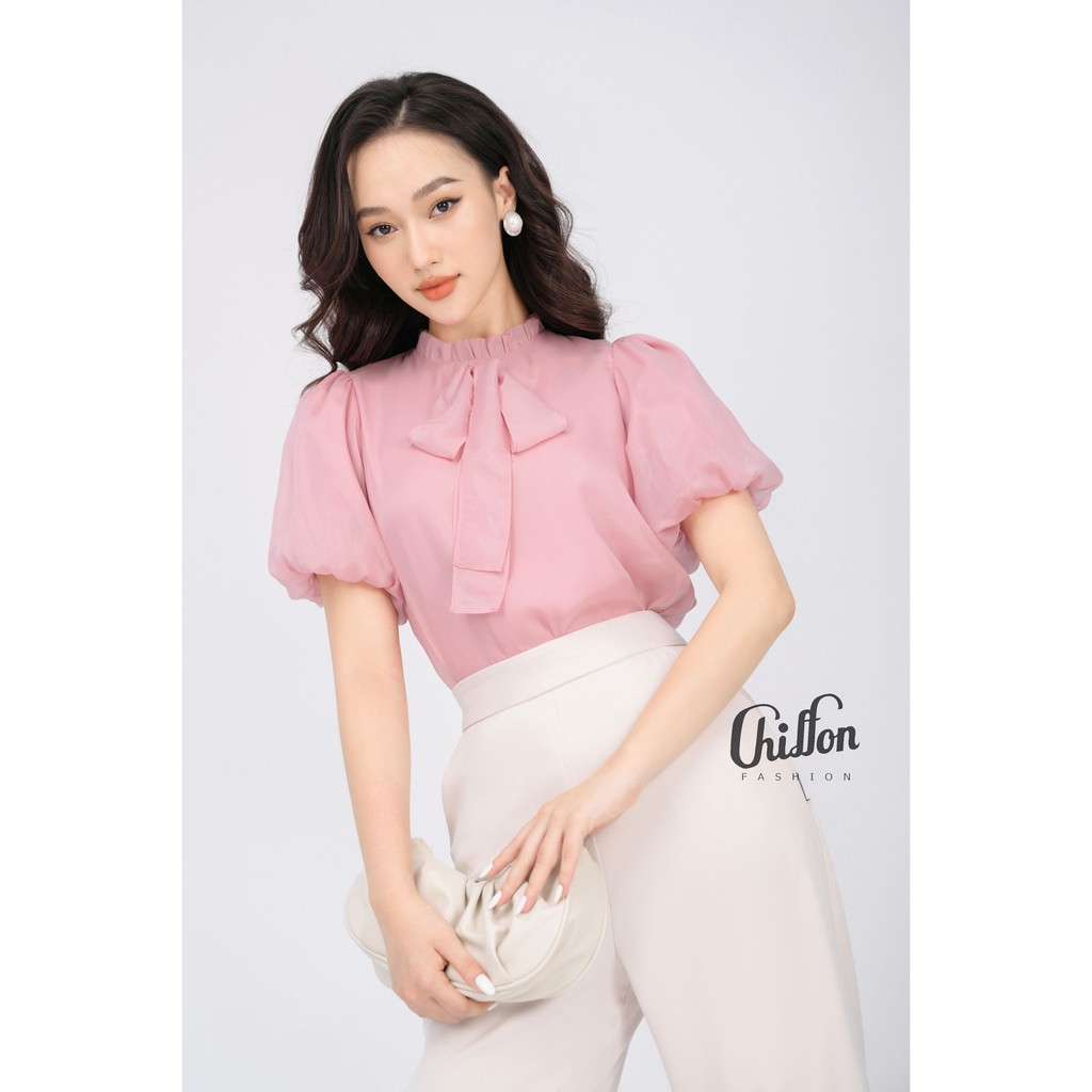 Áo sơ mi nữ công sở tay bồng thiết kế Chiffon