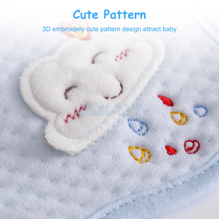 Set 3 yếm ăn HELLOKIMI cotton dày chống thấm nước xoay được 360 độ dành cho em bé