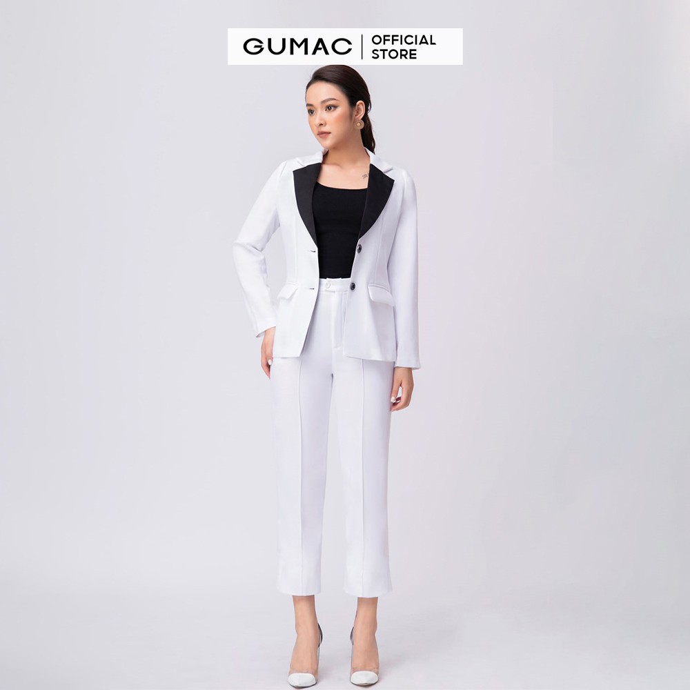 [Mã WABRGU72 giảm 10% tối đa 50k đơn 250k] Quần tây nữ lỡ ống đứng GUMAC màu trắng thanh lịch sang trọng QA10217