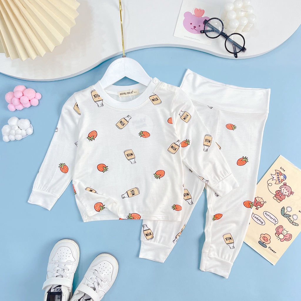 Bộ quần áo trẻ em cạp cao ATKID họa tiết dế thương cho bé trai bé gái chất liệu thun lạnh cao cấp minkymom