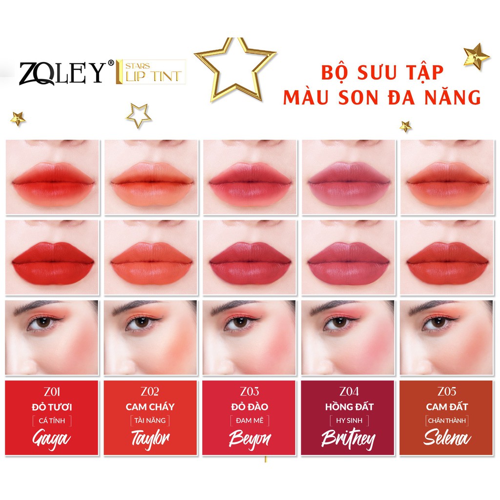 Son Star Lip Tint Zoley 5 Màu Cá Tính - Son Kem Zoley