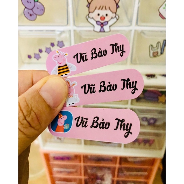 SET 50 NHÃN TÊN CHỐNG LẠC ĐỒ, DÁN BÌNH, DỤNG CỤ HỌC TẬP CHO BÉ (Chống thấm nước)