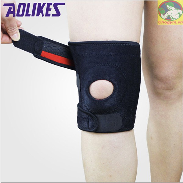 Băng đầu gối thể thao Aolikes 7618 Gym, Tennis, Đá bóng, Cầu lông, Bóng chuyền Đệm silicon và 4 nẹp lò xo cdlt274