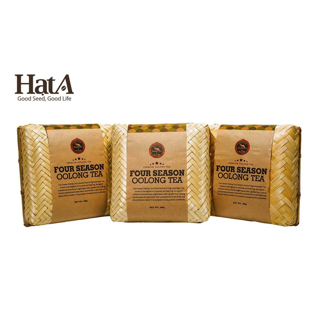 Trà ô long thượng hạng Hương Mai Cafe Premium Four Season Oolong Tea hương vị thanh nhẹ 200gr - đựng trong khay tre