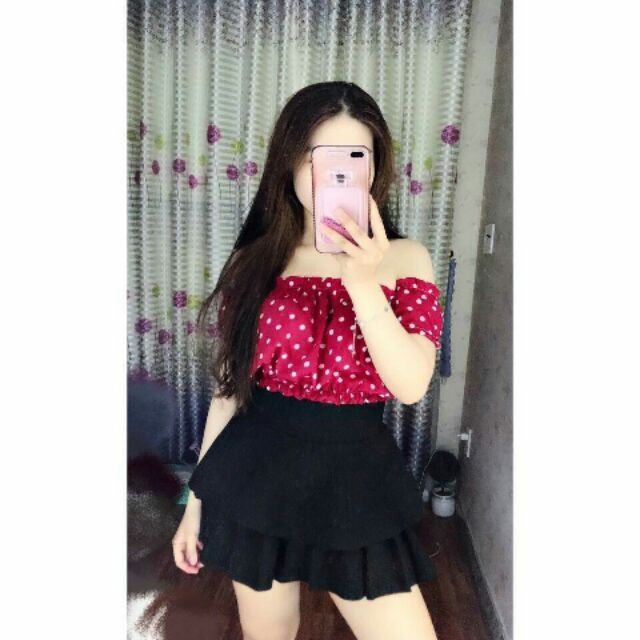 Chân váy 1 tầng xếp ly vải tuyết có may kèm quần trong | BigBuy360 - bigbuy360.vn