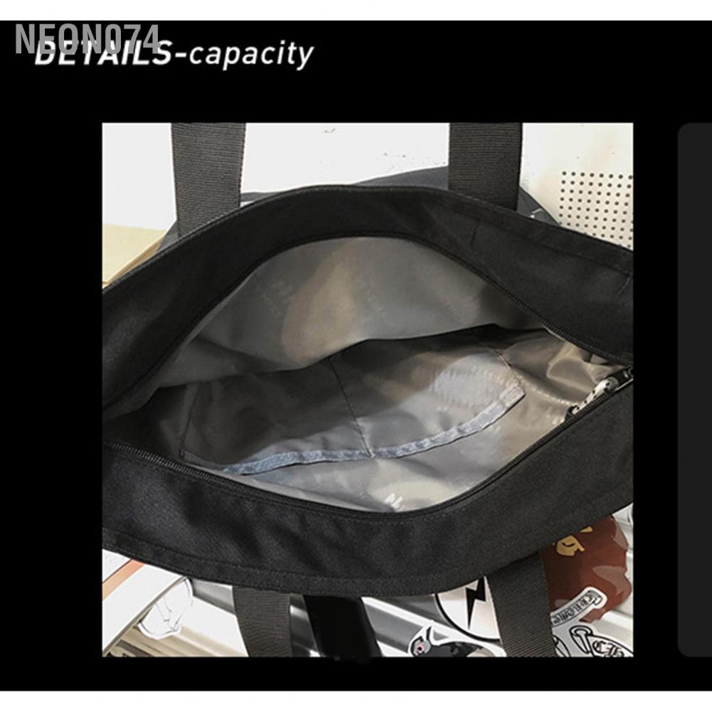 🥭 Neon074 Túi Tote Lớn Đơn giản Phong cách Unisex xách Thường ngày đeo vai sinh viên vải Oxford với túi