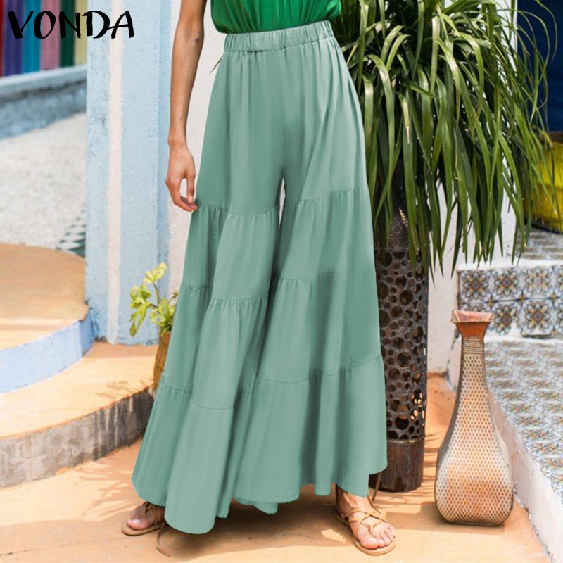 Quần Dài VONDA Ống Loe Màu Trơn Eo Thun Thời Trang Cho Nữ | BigBuy360 - bigbuy360.vn