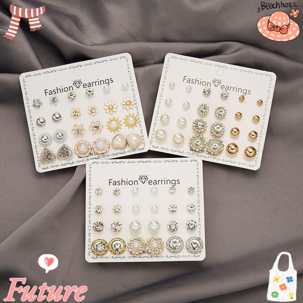 Set 12 Đôi Bông Tai Xỏ Lỗ Hình Học Nhiều Họa Tiết|Trang Sức Xỏ Khuyên