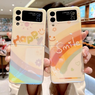 Dễ Thương Ốp Điện Thoại Nắp Gập Họa Tiết Hoa / Cầu Vồng Màu laser Cho samsung galaxy z flip 3 z flip 4 5g zflip4 zflip5 flip3 z flip 5