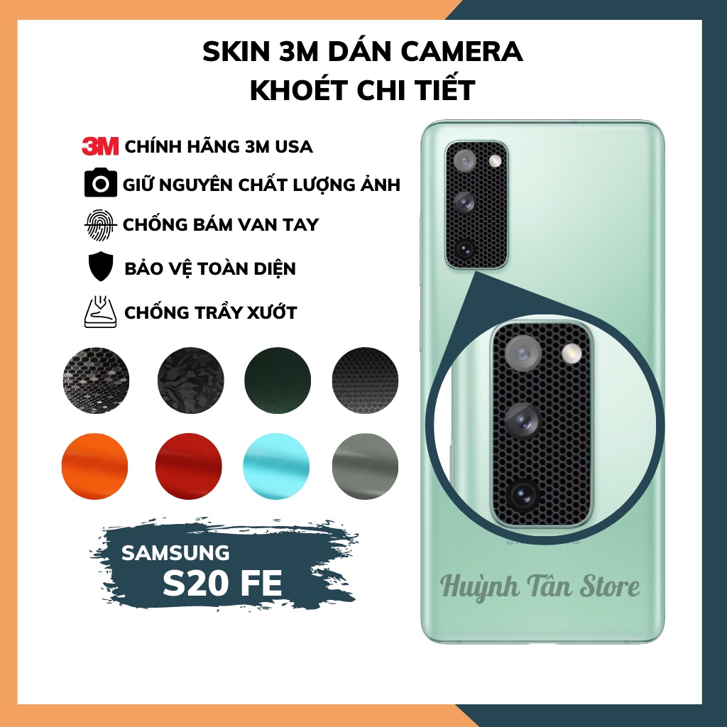 Miếng dán camera samsung s20 fe skin 3m chính hãng từ USA chống trầy xướt mua 1 tặng 1 phụ kiện huỳnh tân store