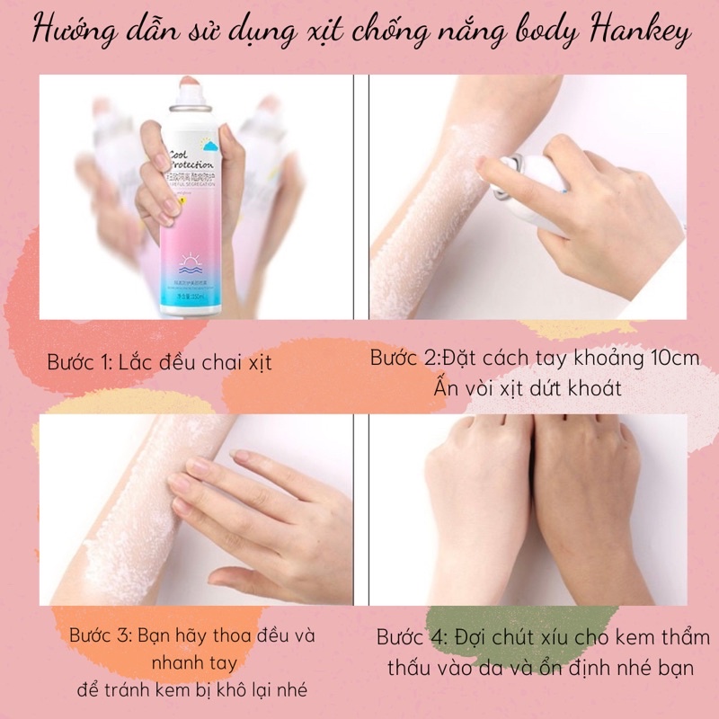 Kem chống nắng nâng tone HANKEY xịt chống nắng body chính hãng kiềm dầu dành cho mọi loại da bảo vệ dưỡng ẩm