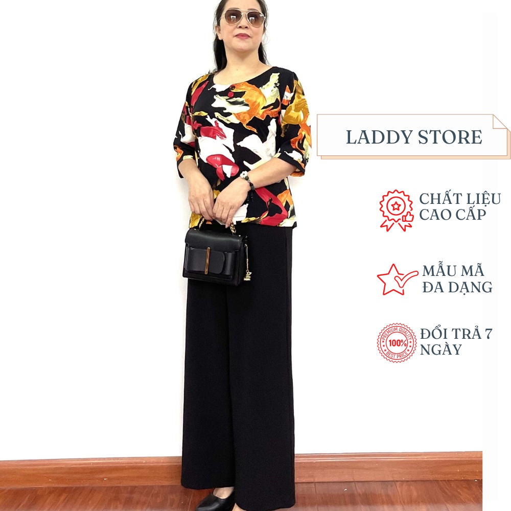 Đồ Bộ Trung Niên Tay Lỡ Chất Liệu Lụa Mịn Cực Đẹp Cực Mát Dành Cho Phụ Nữ Trung Tuổi - Laddy Store