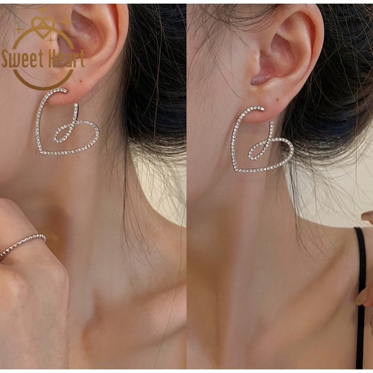 Bông tai mạ bạc 925 hình trái tim thời trang