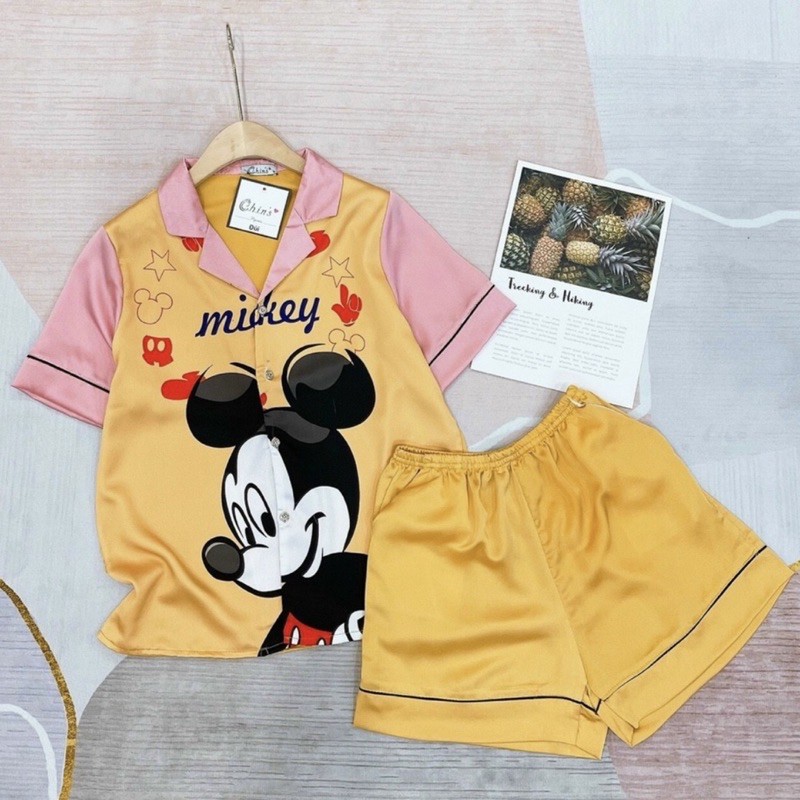 ] Bộ đồ Pijama lụaBộ lụa thiết kế Quần Sooc Họa tiết chất liệu mát lịm | BigBuy360 - bigbuy360.vn