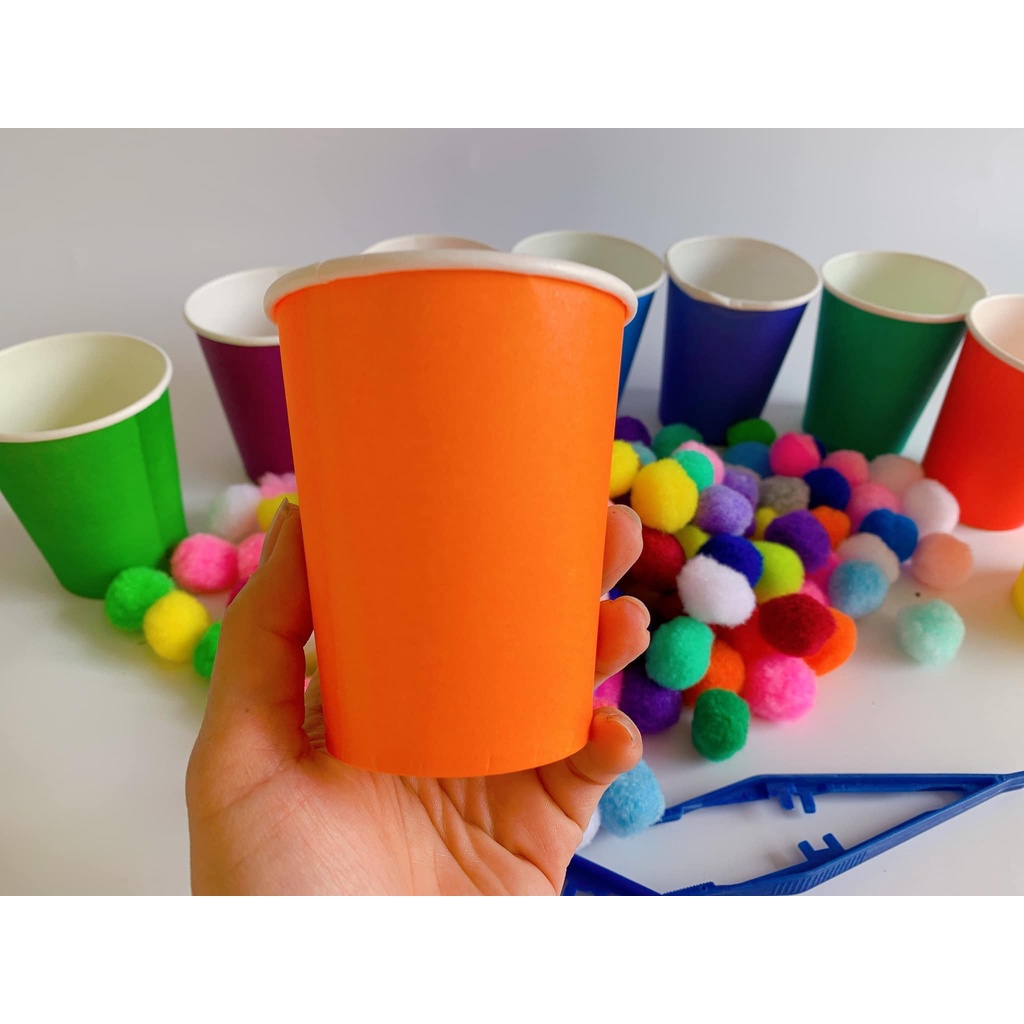 Bộ đồ chơi tập gắp Pompom kèm bát nhựa, bông màu, ly, kẹp giúp bé phát huy sáng tạo