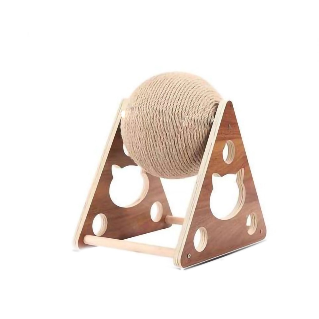 Khung gỗ leo trèo có quả bóng dây sisal dùng cào móng cho mèo cưng