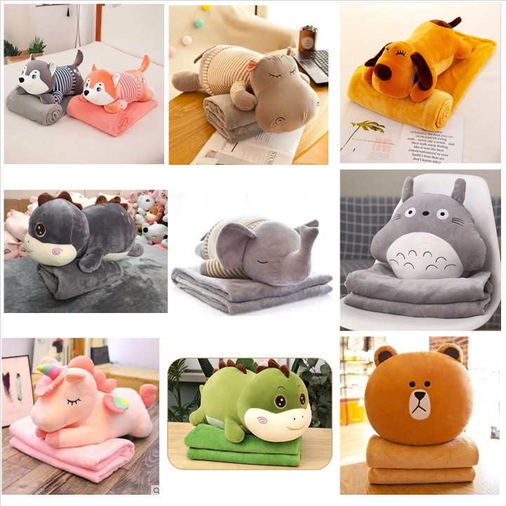 Bộ chăn gối văn phòng cá xấu, hà mã, gấu siêu đáng yêu(#Gối_Chăn)
