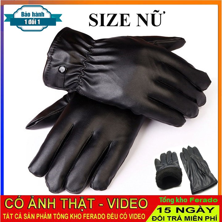 Găng tay da cảm ứng điện thoại,bao tay da mùa đông nam nữ lót nỉ lông dày dặn siêu ấm cảm ứng dùng được điện thoại đi xe