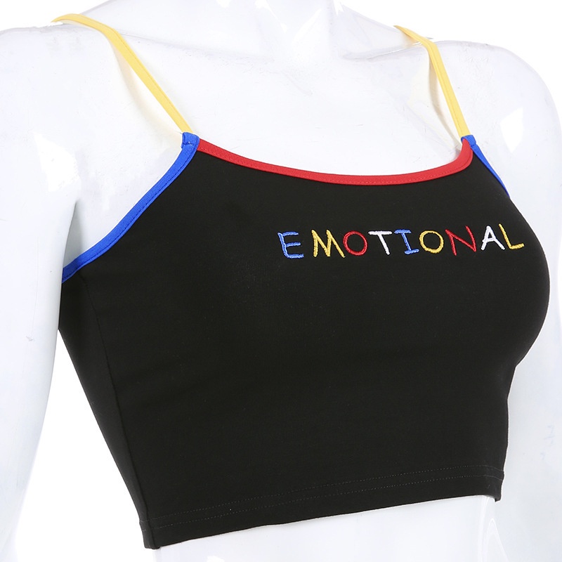 Áo croptop hai dây TODOBLACK co giãn tốt thêu chữ emotional thời trang mùa hè quyến rũ cho nữ