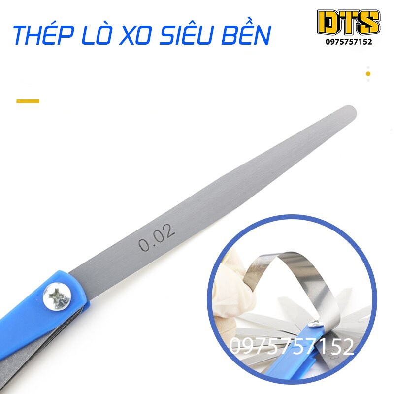 Thước căn lá 17 miếng cao cấp, thước lá chỉnh cò đo khe hở 0.02-1.00mm, dưỡng đo khe hở thép lò xo đàn hồi chính xác cao