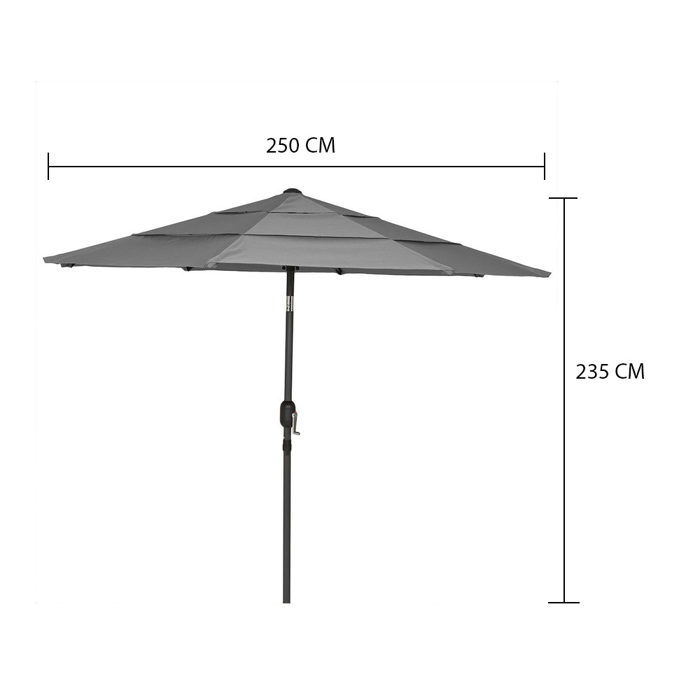 HomeBase SPRING Dù che polyester khung nhôm hình tròn cho nhà biệt thự bằng nhôm W250xH235xD250 màu xám