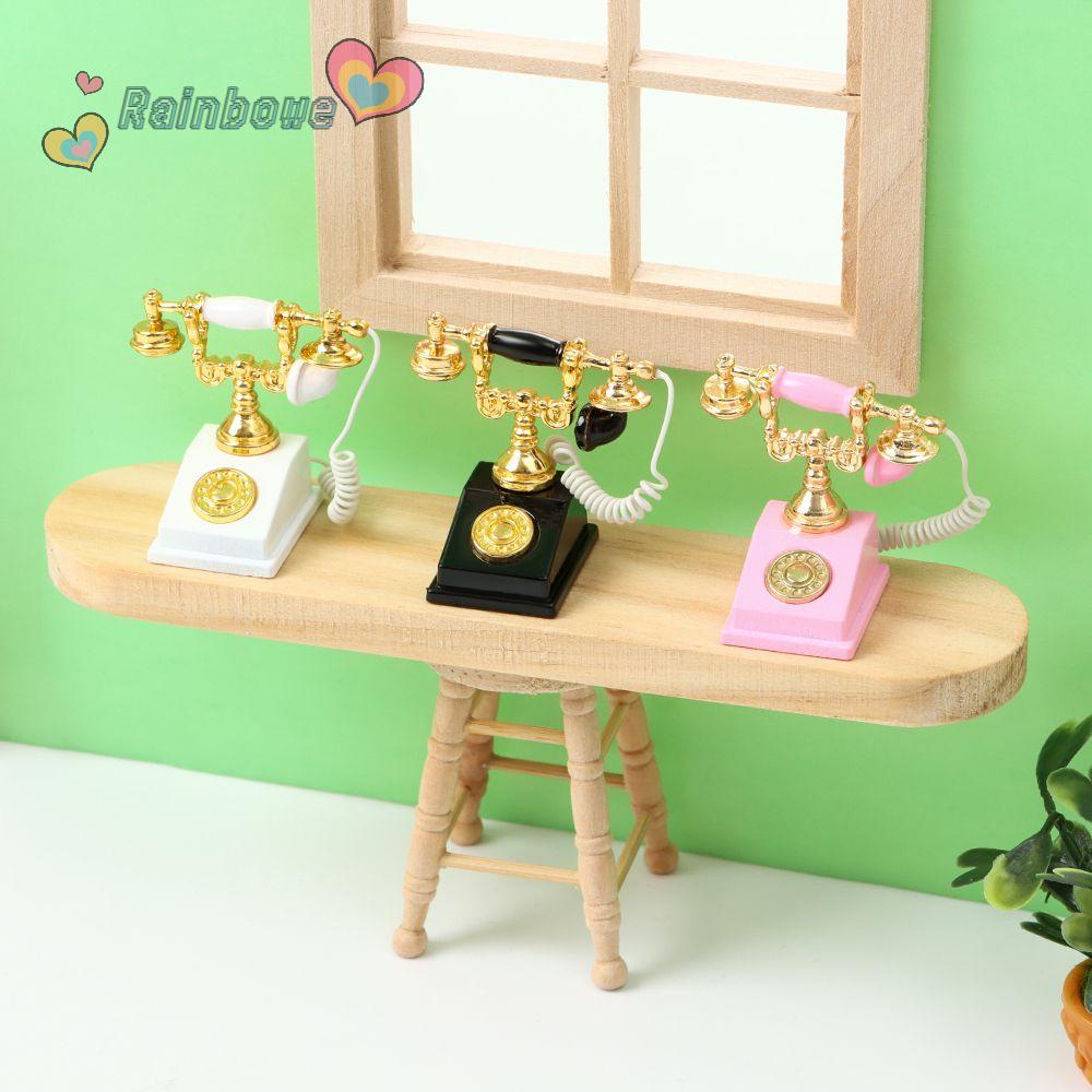 1 Đồ trang trí Điện Thoại Bàn Phong Cách Châu Âu Cho Trang Trí Nhà Búp Bê