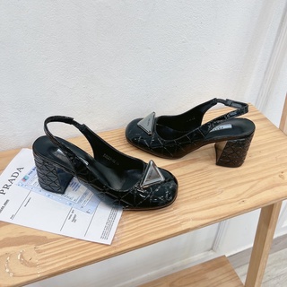 Sandal prada mũi tròn gót trụ fullbox