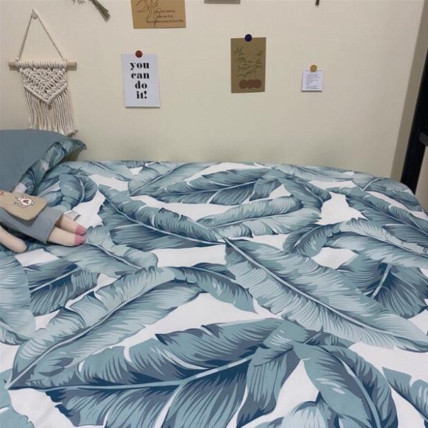 Ga gối poly cotton Lá Chuối nhập khẩu bộ 4 món Chăn, ga , 2 vỏ gối | BigBuy360 - bigbuy360.vn