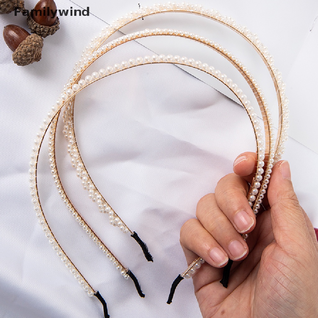 Familywind &gt; Băng Đô Hoa Thắt Nơ Đính Ngọc Trai Nhân Tạo Handmade Phong Cách Hàn Quốc Cho Nữ