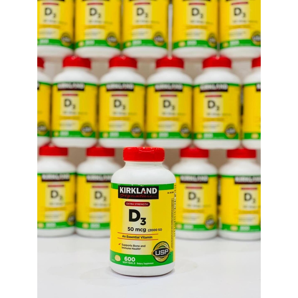Viên uống bổ sung Vitamin D3 2000IU Kirkland giúp xương và răng chắc khỏe 600 viên Việt Mỹ Pharmacy