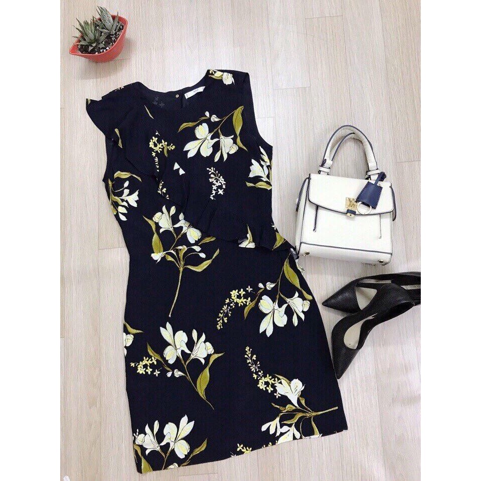 Đầm mango hoa xanh đen