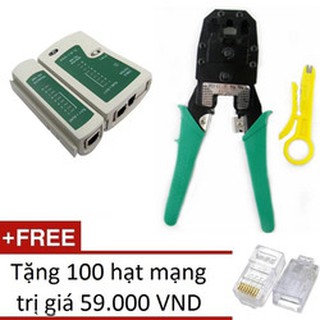 Bộ 1 hộp test mạng đa năng rj45 + 1 kìm bấm mạng đa năng + tặng 100 hạt mạng