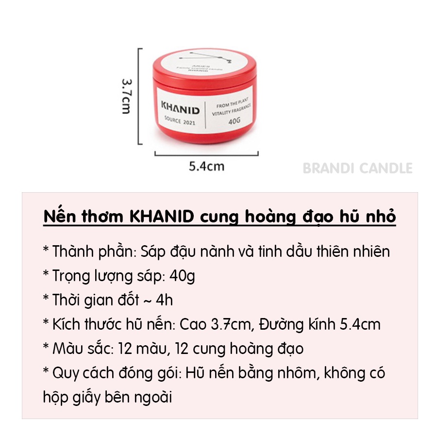 Nến thơm KHANID cung hoàng đạo nhiều màu sắc