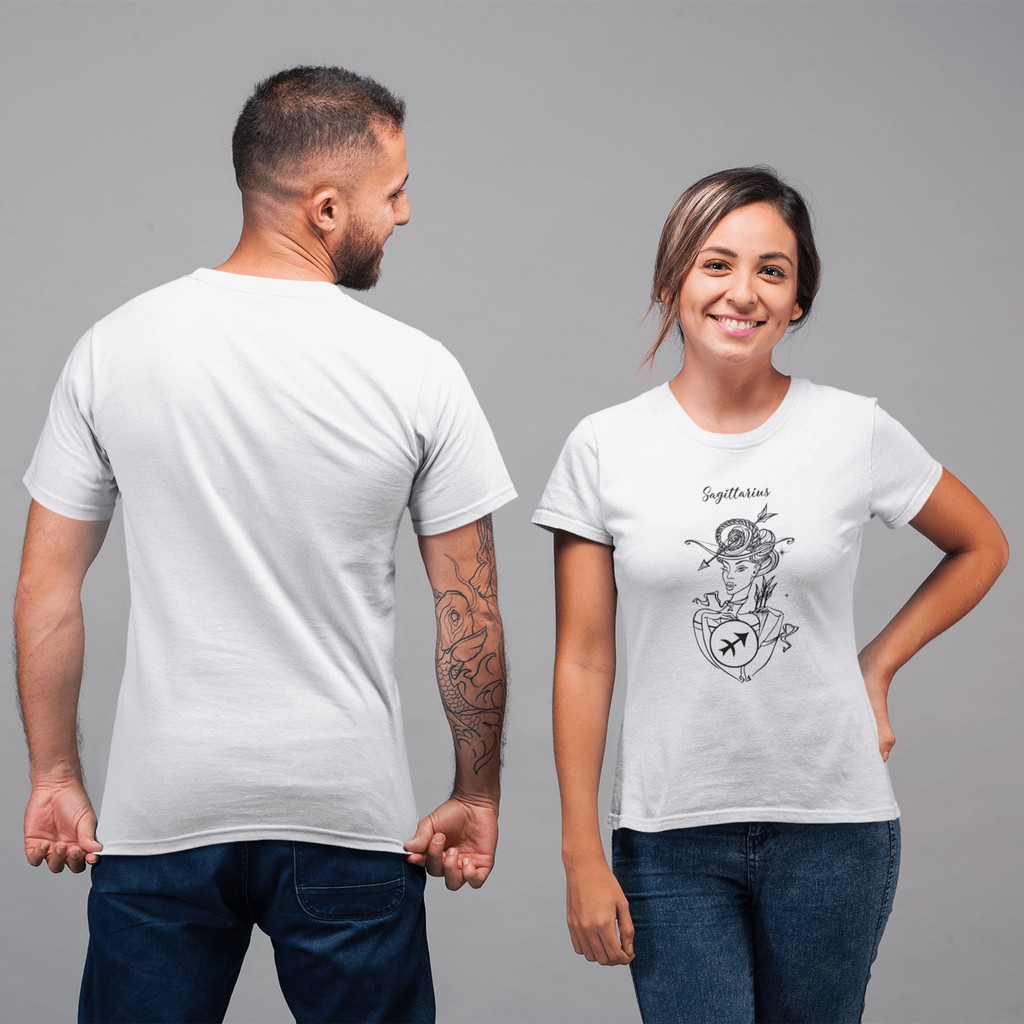 Sagittarius - Cung Nhân Mã - Áo Thun In UniSex Cao Cấp 12 Cung Hoàng Đạo T-shirt Siêu Đẹp - Trắng Đen Xám