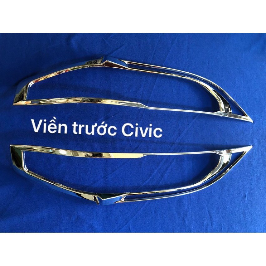Bộ ốp viền đèn pha, hậu xe Honda Civic 2016-2020 mạ crom cao cấp