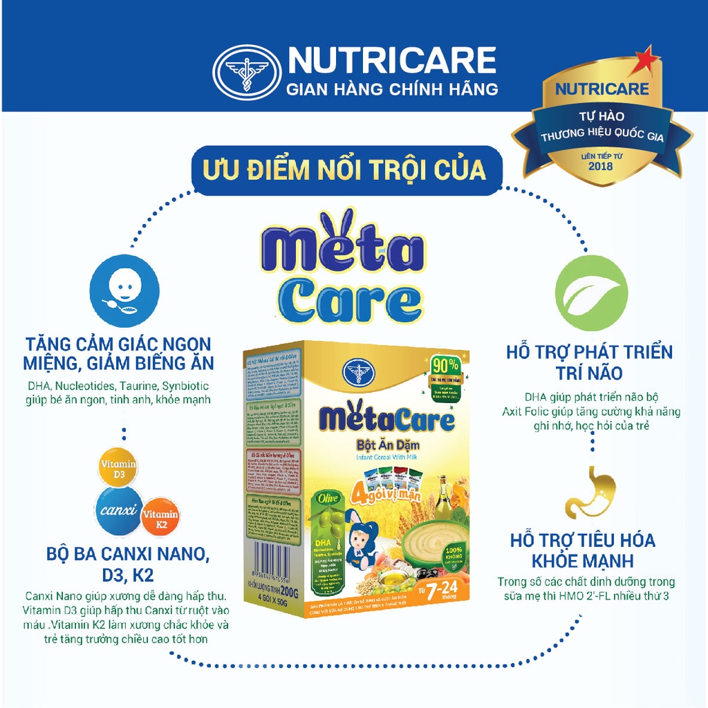 Bột ăn dặm Nutricare Metacare 4 gói vị mặn 200g