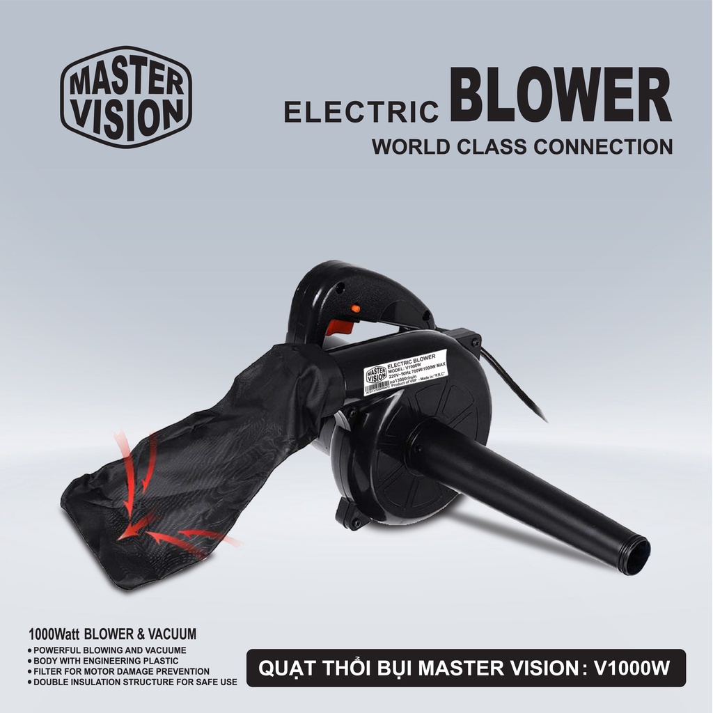 Quạt Thổi Bụi Master Vision V1000W (New 2022) (Quạt chuyên hút và thổi bụi Phòng Net) - AT