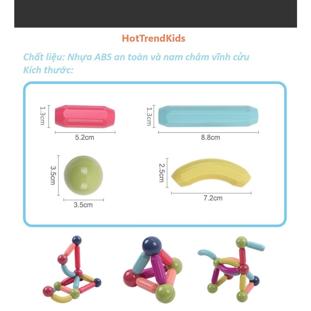Nam châm xếp hình thông minh cho bé 64 chi tiết