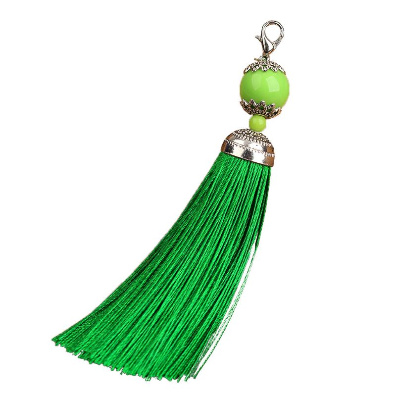 Móc Khóa Tua Rua Bằng Polyester Đính Hạt Phong Cách Phật Giáo